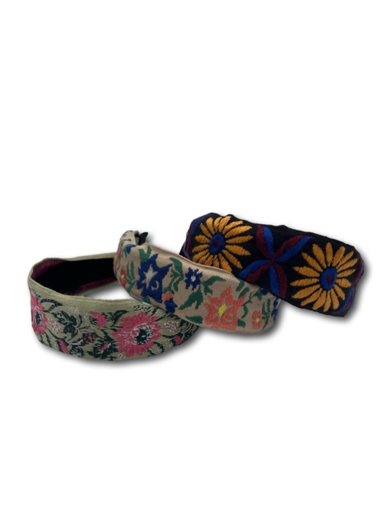 Unbranded Accessories - Embroidered Headbands Lot Of 3 Bohemian Non-Slip Hair Accessories Boho Floral